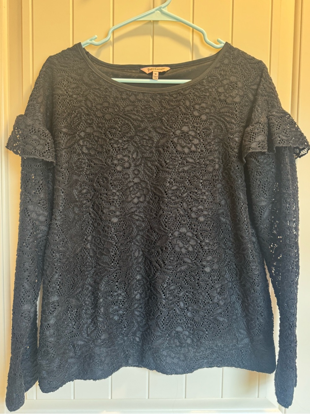 Juicy Couture Black Lace Long-Sleeve Tee